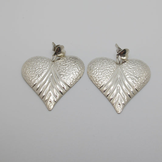 Vintage Silver Heart Drop Earrings
