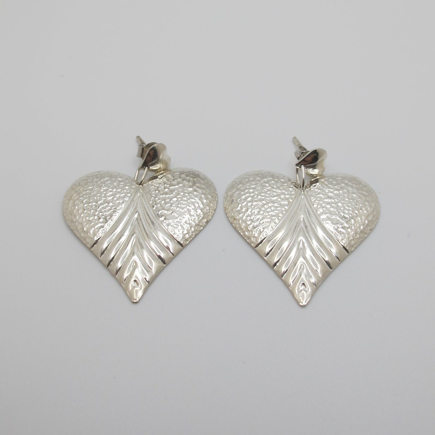 Vintage Silver Heart Drop Earrings