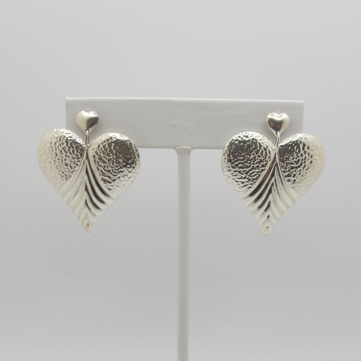 Vintage Silver Heart Drop Earrings