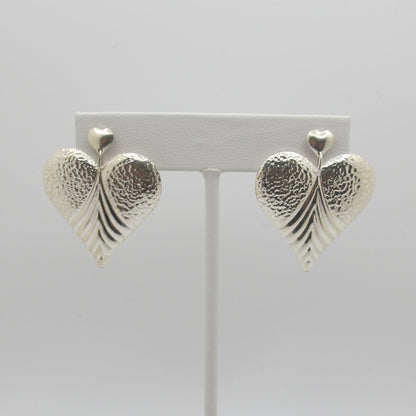 Vintage Silver Heart Drop Earrings