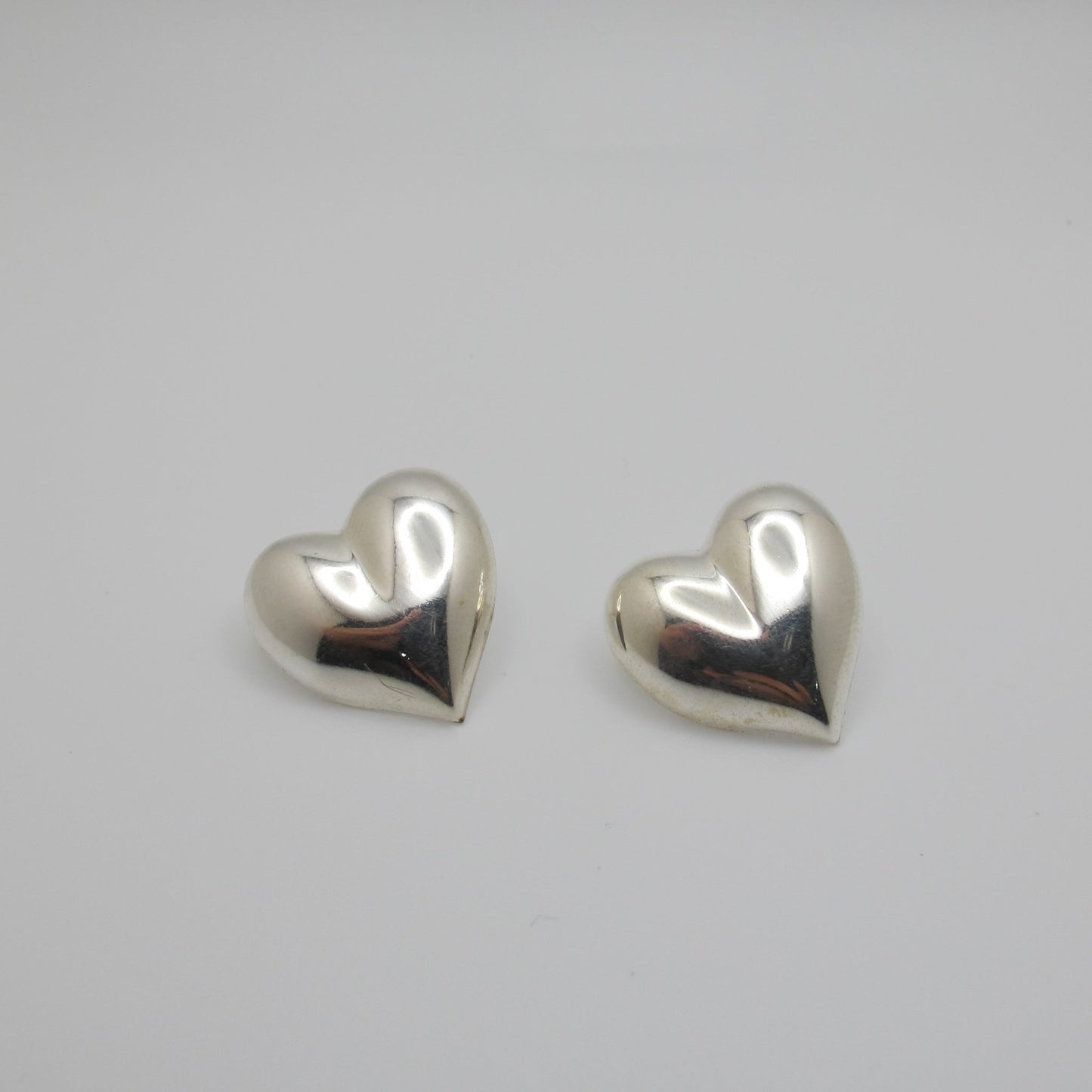 Vintage Silver Heart Stud Earrings
