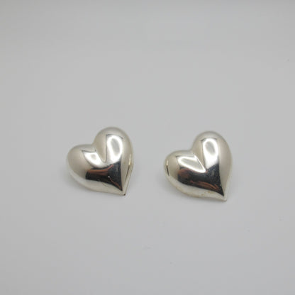 Vintage Silver Heart Stud Earrings