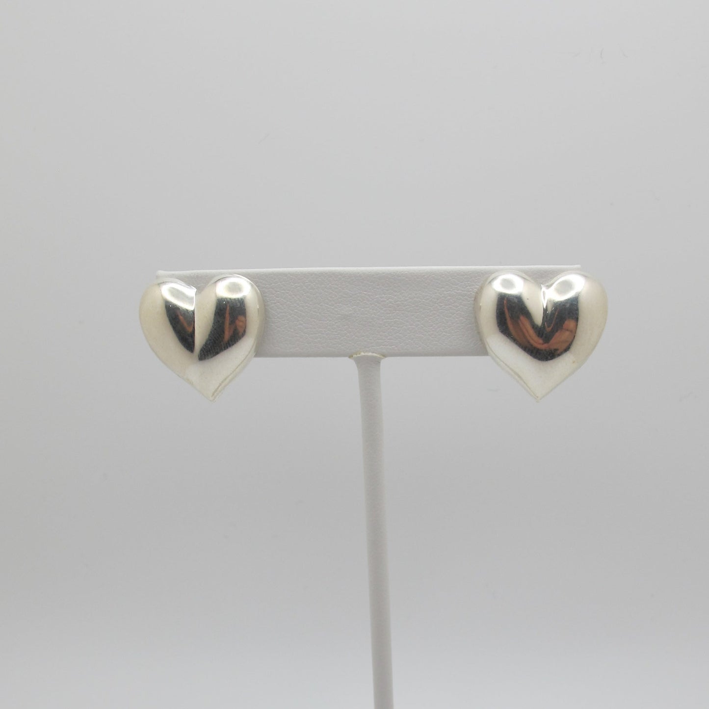 Vintage Silver Heart Stud Earrings
