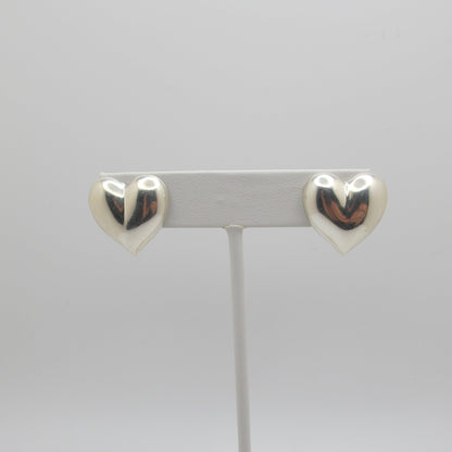 Vintage Silver Heart Stud Earrings